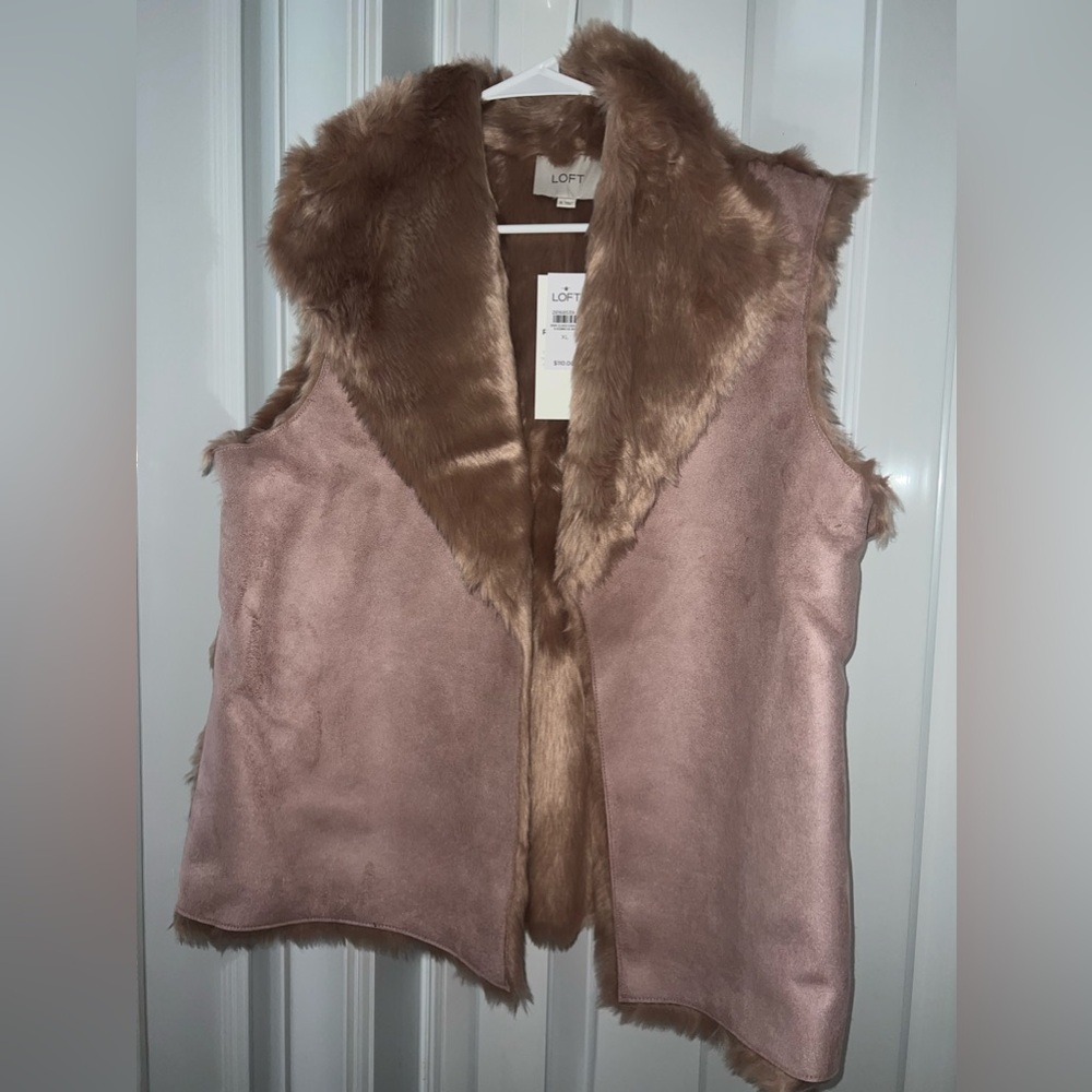 Loft Reversible Faux Fur Vest XL New with tags